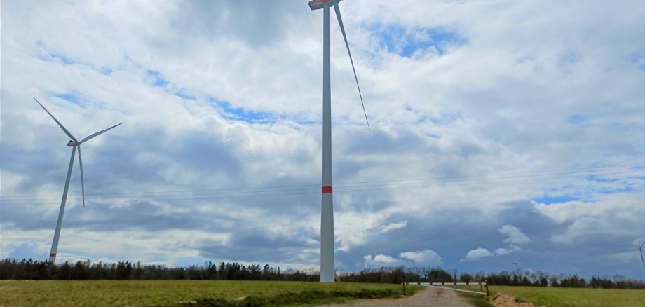 Zwei der Windräder im Windpark Kröppen I